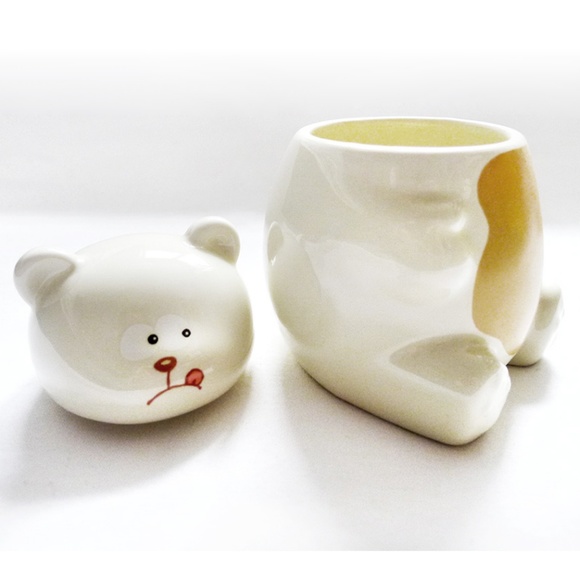 NEW BEAR SHAPED Glass 9oz MUG/Cup + Top Cover - Picture 2 of 4